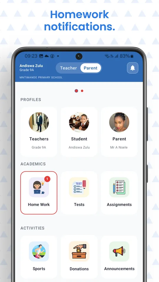 Teacher Parent App screen 5