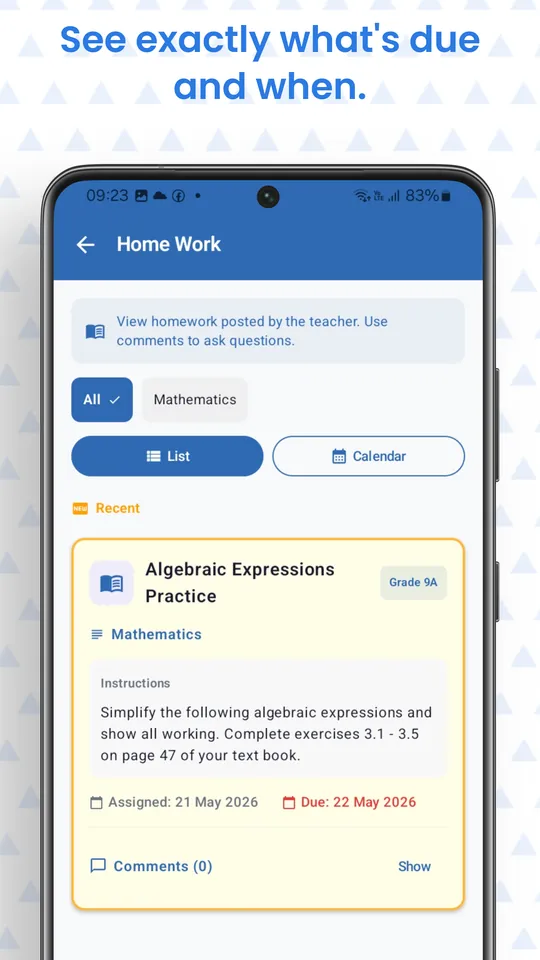 Teacher Parent App screen 6